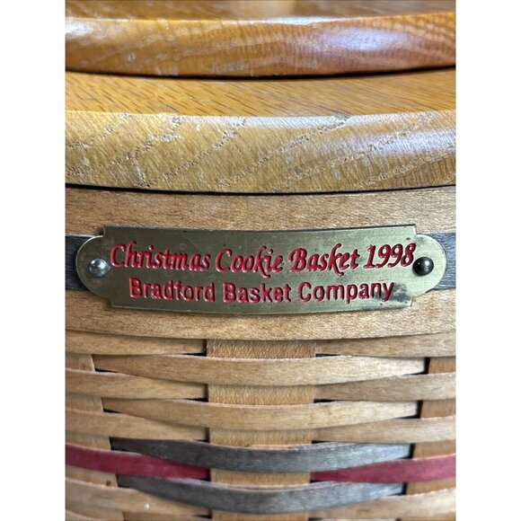 Vintage 1998 Bradford Basket Company Bread Cookie Basket Wood W/ Lid - Picture 6 of 10